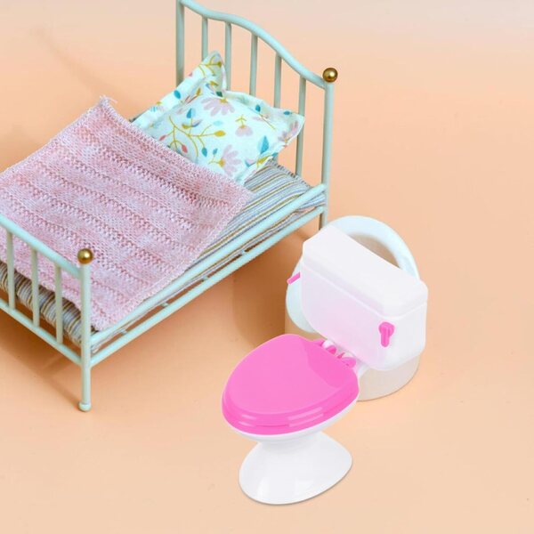 Mini Toilette in Plastica Resistente per Casa delle Bambole, Accessorio Bagno in Miniatura