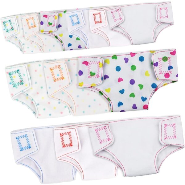 Set 12 Pannolini in Cotone per Bambole 16-18 Pollici - Accessori Gioco Bambini
