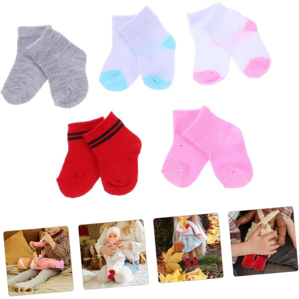 KOMBIUDA 5 Paar mehrfarbige Socken für Puppen und Actionfiguren, elegant und einfach zu tragen