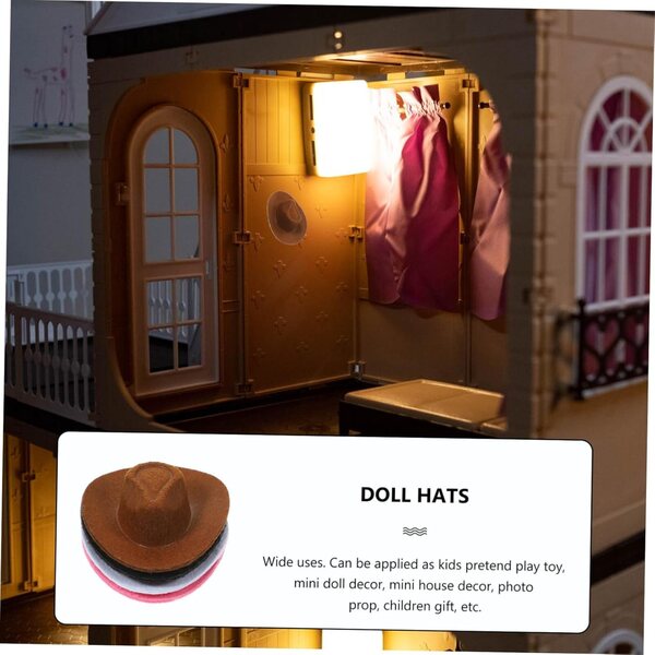 Set 4 Mini Chapeaux Western Colorati per bamboles - Accessori Decorativi e Cosplay