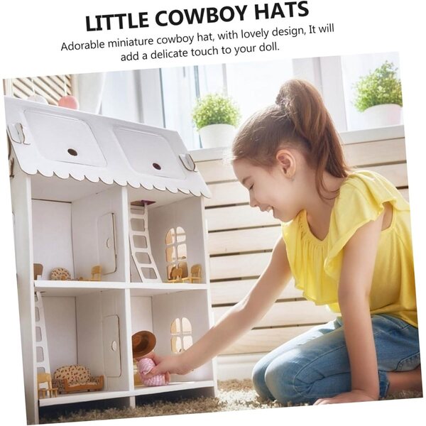 Set 4 Mini Chapeaux Western Colorati per bamboles - Accessori Decorativi e Cosplay