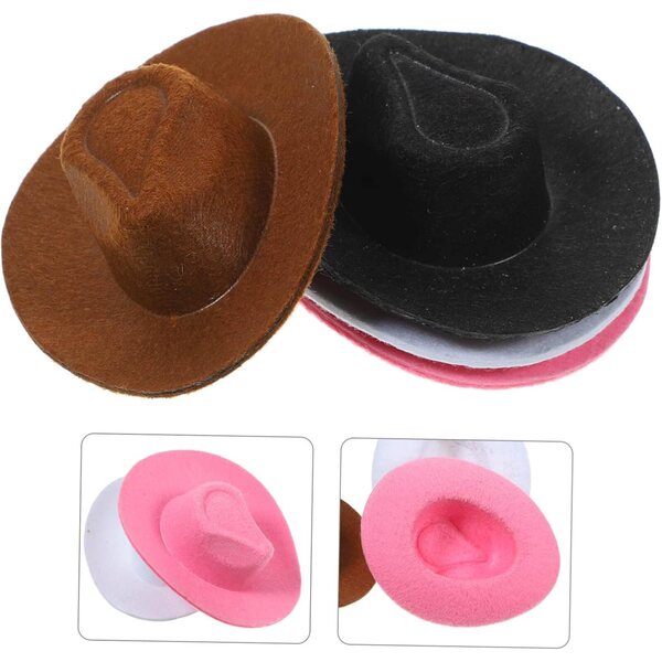 Set 4 Mini Chapeaux Western Colorati per bamboles - Accessori Decorativi e Cosplay