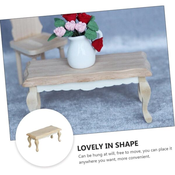 Tavolino da Tè in Legno Beige per Casa delle Bambole, Miniatura Elegante e Sicura