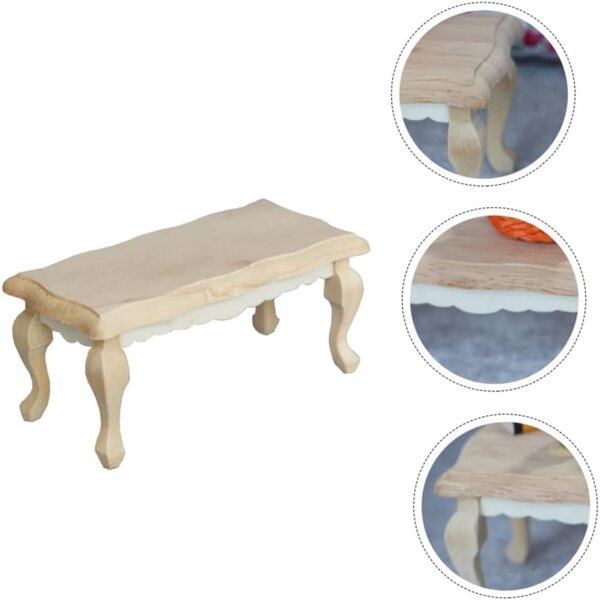 Tavolino da Tè in Legno Beige per Casa delle Bambole, Miniatura Elegante e Sicura