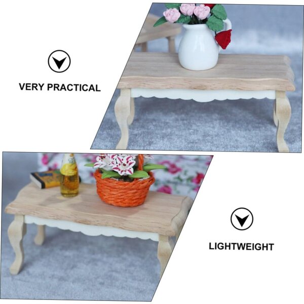 Tavolino da Tè in Legno Beige per Casa delle Bambole, Miniatura Elegante e Sicura