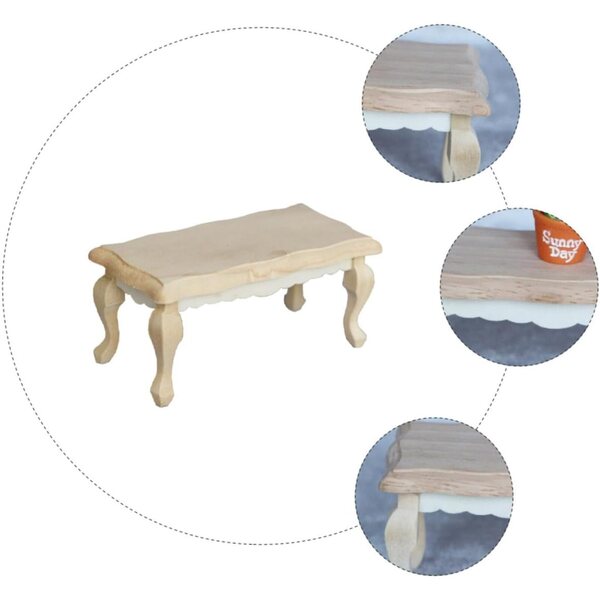 Tavolino da Tè in Legno Beige per Casa delle Bambole, Miniatura Elegante e Sicura
