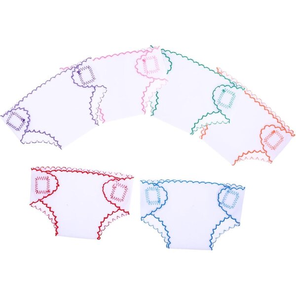Set 6 pannolini in tessuto riutilizzabili per bambole - accessori fai da te