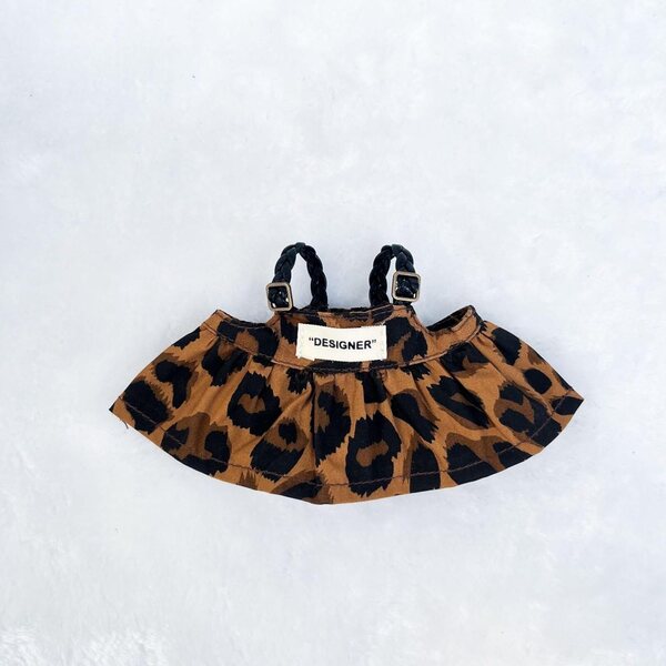 Set abbigliamento estivo per bambola coniglio 17 cm: vestito leopardato e accessori stilosi