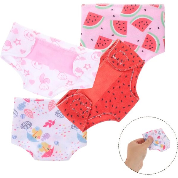 KOMBIUDA Set mit 4 waschbaren Unterröcken mit Wassermelonen- und Tiermotiv für Puppen