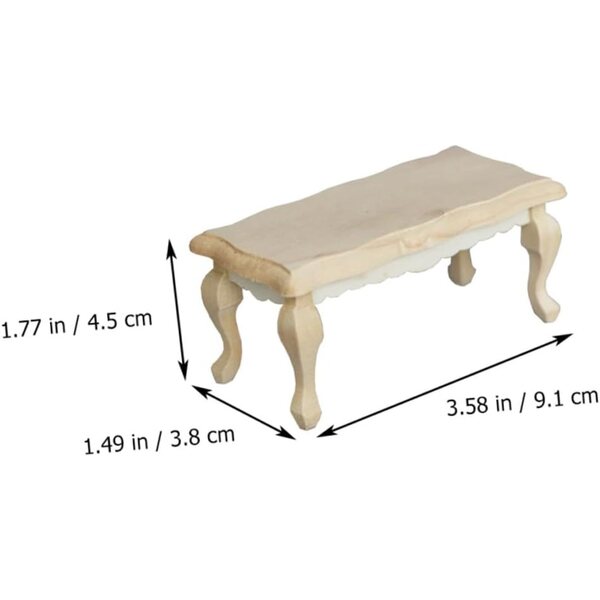 Mini-Teetisch aus beigem Holz für Puppenhaus, 9 x 4,5 x 3,8 cm