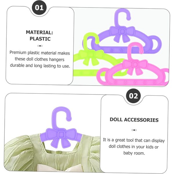 Set 15 Cintre Miniatura per Vestiti Bambole in Plastica Colorata 18 Pollici