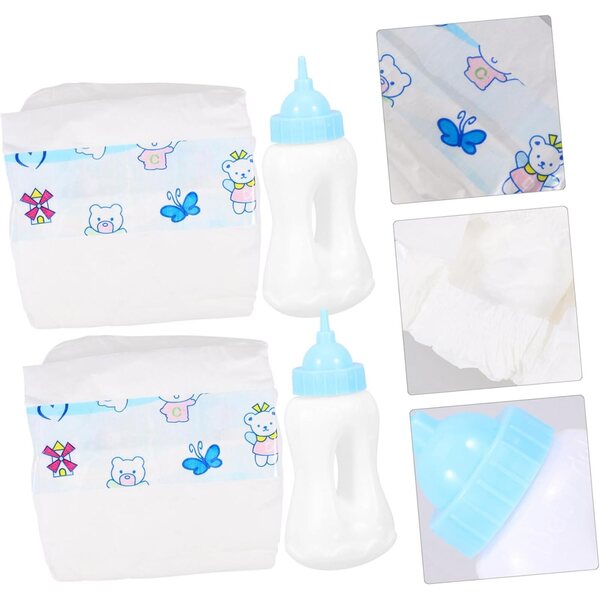 Set Biberons e Pannolini Miniature per bambole - Accessori Gioco di Ruolo Bambini