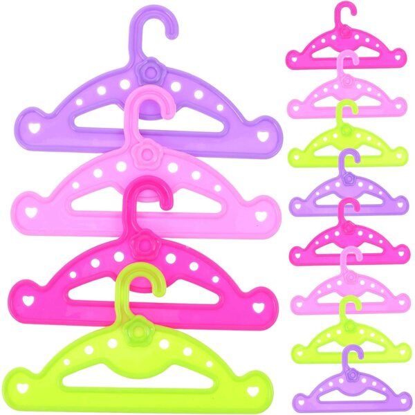 16 mini cintres colorati in plastica per abiti di bambole, resistenti e pratici