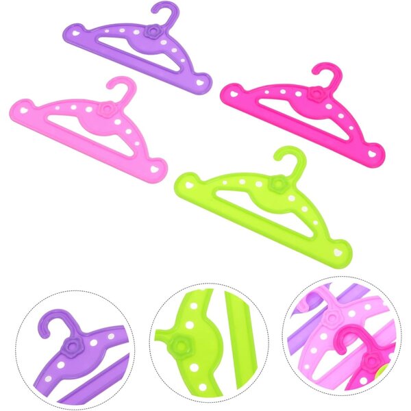 16 mini cintres colorati in plastica per abiti di bambole, resistenti e pratici