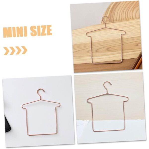Set 5 Cintretti Miniature in Ferro per Vestiti di Bambole con Pinze - Rosa Oro