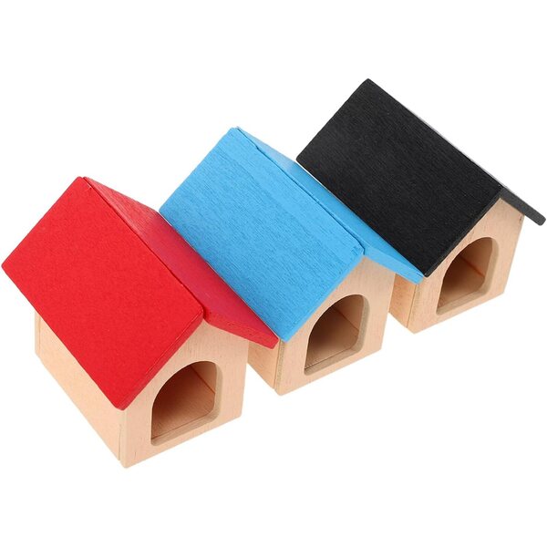 Alasum Set mit 3 Mini-Holzhütten für Puppenhäuser, Zubehör für Miniatur-Haustiere
