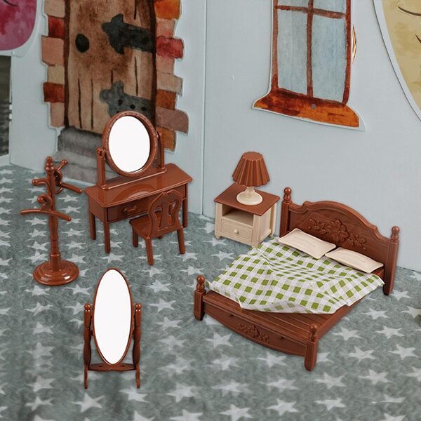 Puppenhaus-Schlafzimmermöbel-Set für Kinder von 4–6 Jahren, Landschaftsdekoration