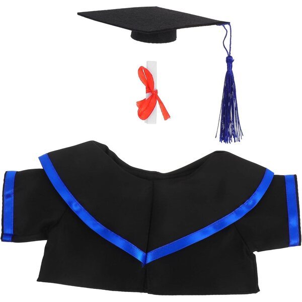 Abito e Cappello Laurea per Pupazzo in Peluche - Accessori Decorativi per Miniature