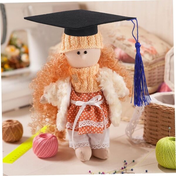 Abito e Cappello Laurea per Pupazzo in Peluche - Accessori Decorativi per Miniature