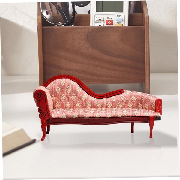 Divano in legno rosso 1:12 per casa delle bambole - Mobili miniatura soggiorno Monetais