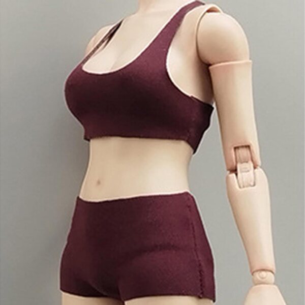 1/6 Damenbekleidungsset: Rote ärmellose Weste und Shorts für Modepuppen
