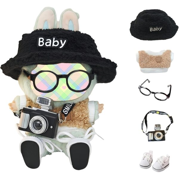 Bekleidungsset für 15–17 cm große Puppen mit Hut, Brille, Schuhen und Accessoires