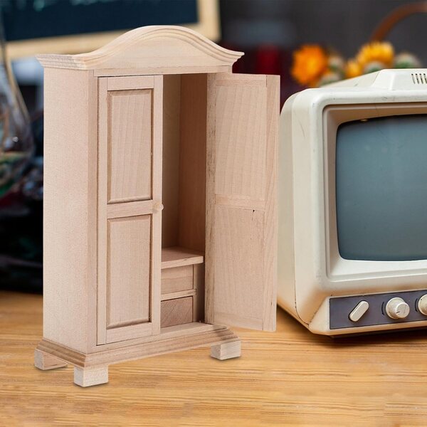 ifundom Armadietto in Legno Rosa per Casa delle Bambole Miniatura 1/12