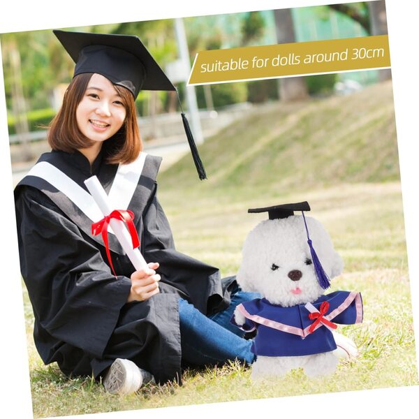Costume in peluche per diploma con vestito, cappello e certificato per bambole 30 cm