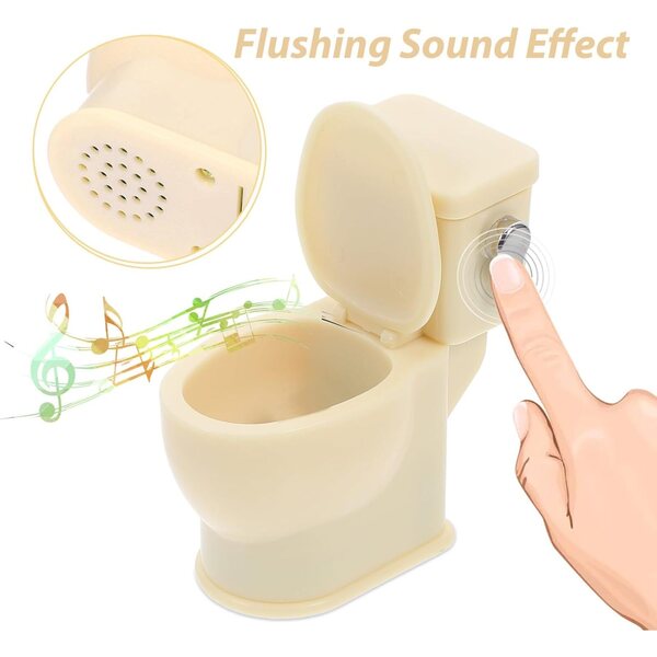 Piccolo WC Giallo con Suono per Case delle Bambole e Scenografie Miniature