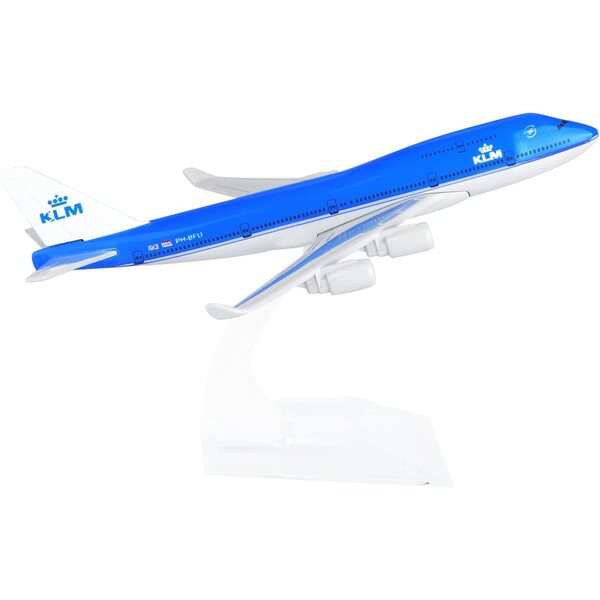 KLM B747 1:400 Flugzeugmodell aus Verbundmaterial mit dekorativer Stütze