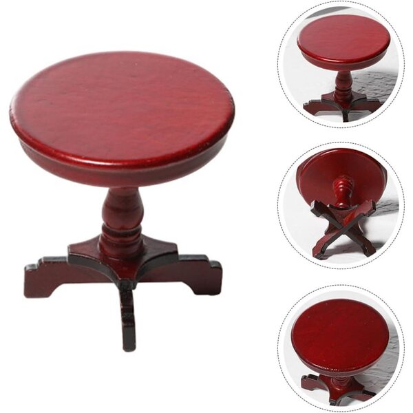 Mini Tavolo Rotondo in Legno per Casa delle Bambole, Decorativo e Durevole