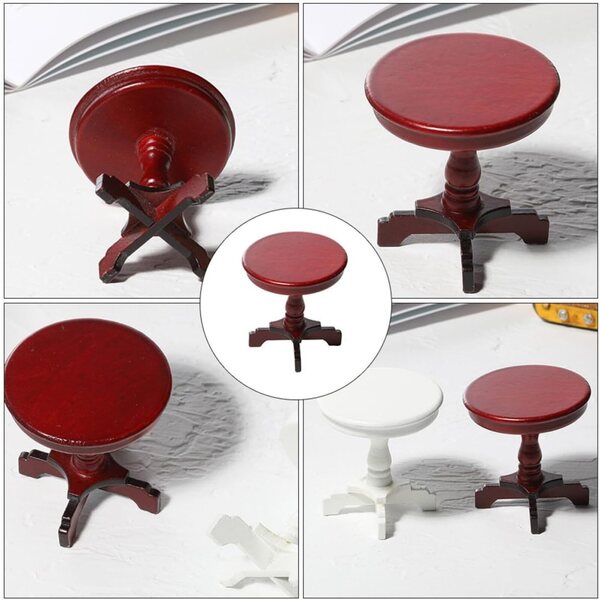 Mini Tavolo Rotondo in Legno per Casa delle Bambole, Decorativo e Durevole