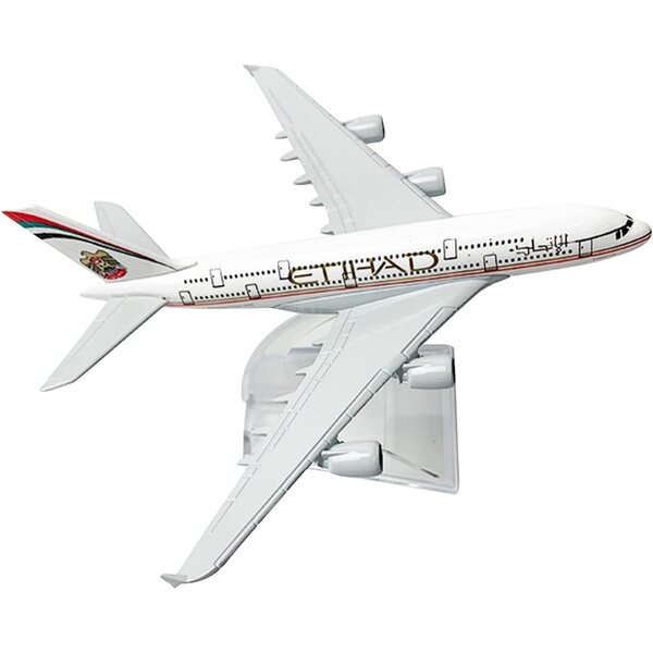 Etihad A380-Flugzeugmodell aus Verbundlegierung im Maßstab 1:400 mit eleganter dekorativer Stütze