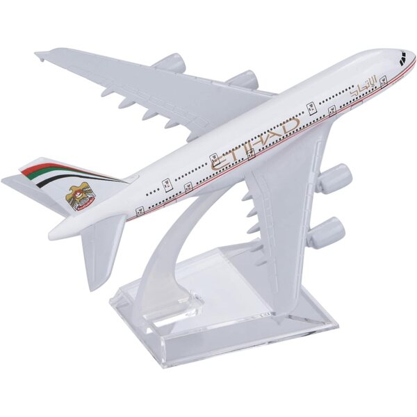 Etihad A380-Flugzeugmodell aus Verbundlegierung im Maßstab 1:400 mit eleganter dekorativer Stütze
