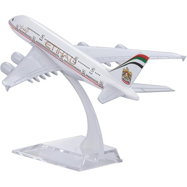 Etihad A380-Flugzeugmodell aus Verbundlegierung im Maßstab 1:400 mit eleganter dekorativer Stütze
