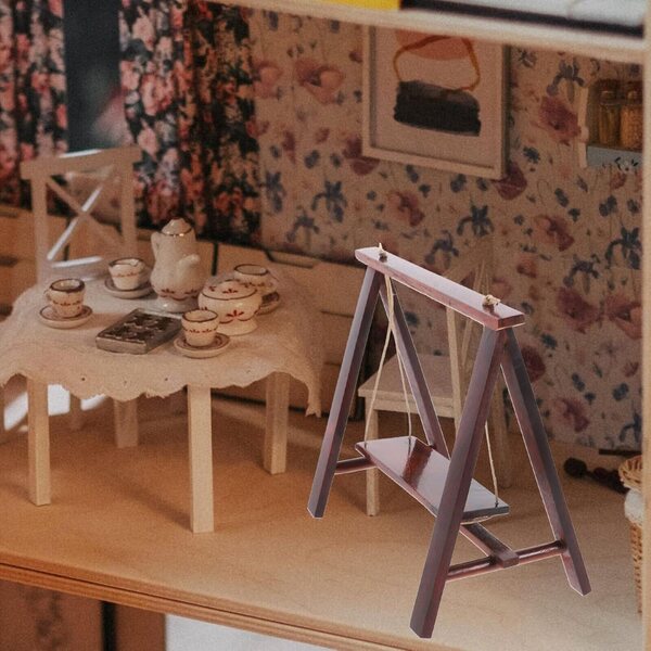 Alasum Miniatur-Holzschaukel für Mini-Haus und Garten – Mini-Dekorationsmöbel