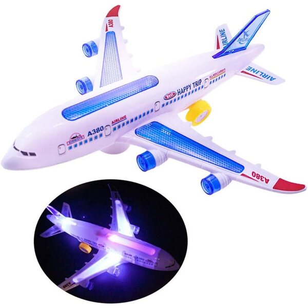 Omquot elektrisches Spielzeugflugzeug mit Lichtern und Geräuschen, Größe 30 cm, sicher für Kinder