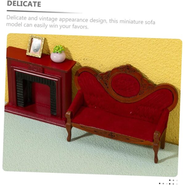 ORFOFE Mini Divano Vintage Rosa Set 3 Pezzi per Casa delle Bambole, Mobili in Miniatura