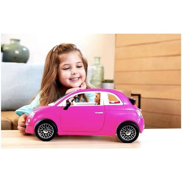 Barbie und ihr rosa Fiat 500 Cabriolet inklusive Puppe für Kinder im Alter von 3–7 Jahren