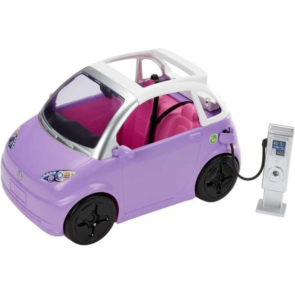 Barbie Purple Cabriolet Elektrofahrzeug mit aufklappbarem Dach und Ladestation