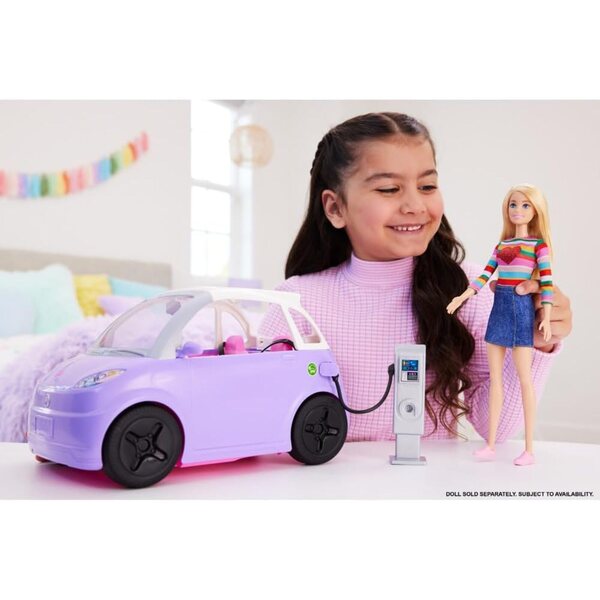 Barbie Purple Cabriolet Elektrofahrzeug mit aufklappbarem Dach und Ladestation