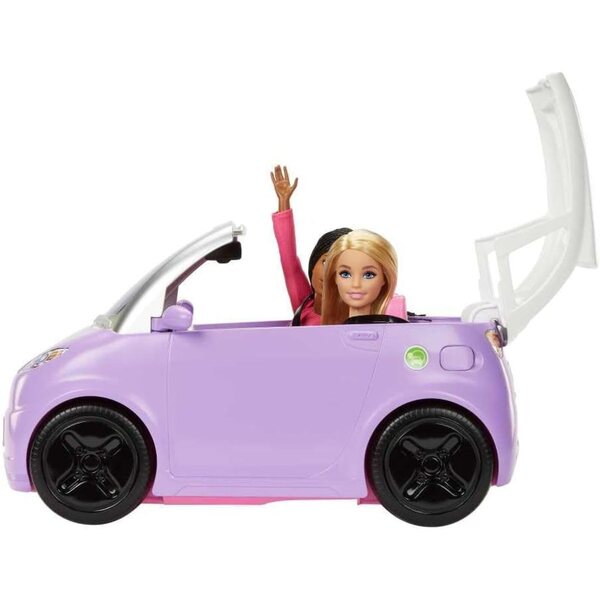 Barbie Purple Cabriolet Elektrofahrzeug mit aufklappbarem Dach und Ladestation