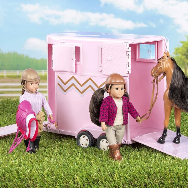 Remorque à chevaux Lori Rose et Or con accessori per il gioco e il trasporto