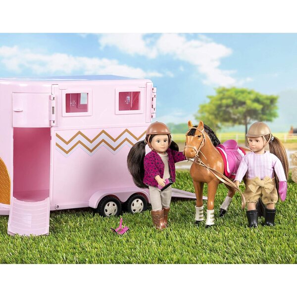 Remorque à chevaux Lori Rose et Or con accessori per il gioco e il trasporto