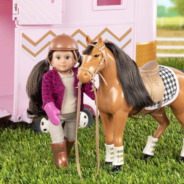 Remorque à chevaux Lori Rose et Or con accessori per il gioco e il trasporto