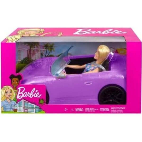 Voiture Cabriolet Mauve für Mädchen mit Schaufensterpuppe – Spielzeug-Sportwagen