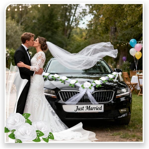 Minicoco Hochzeitsauto-Dekoration – Eleganz und Stil für Ihren besonderen Tag