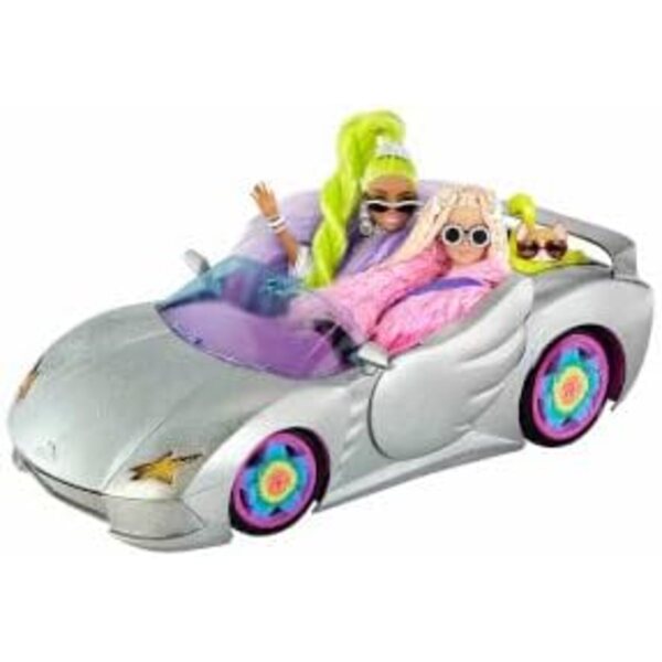 Barbie Extra Cabriolet Silber mit Pool und Zubehör, Voiture 2 Sitze für Kinder