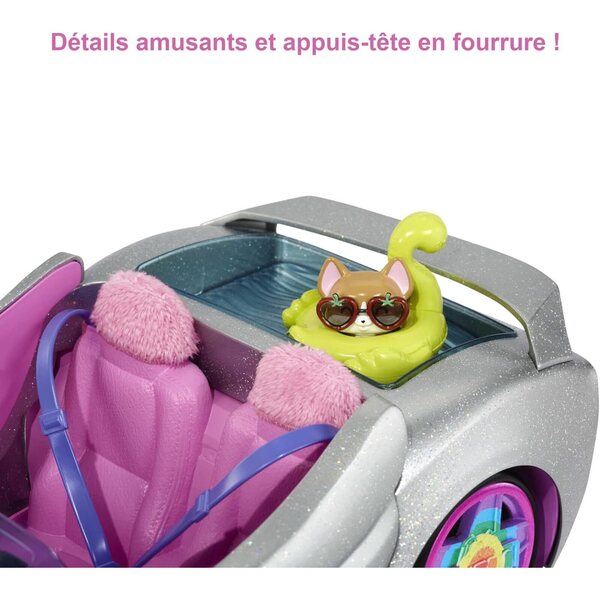 Barbie Extra Cabriolet Silber mit Pool und Zubehör, Voiture 2 Sitze für Kinder