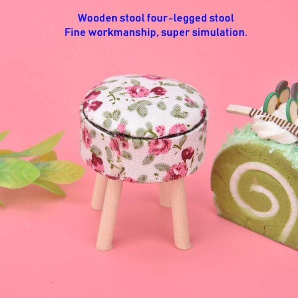 1/12 Miniatur-Holzhocker für Puppenhäuser – realistisches und elegantes Accessoire